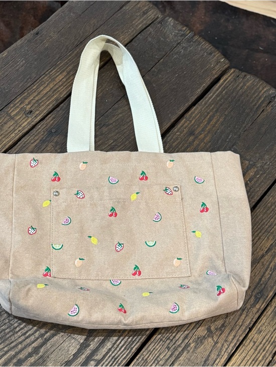 wild fable Handbags - Wild Fable Canvas Fruit-Print Tote Bag - Beige